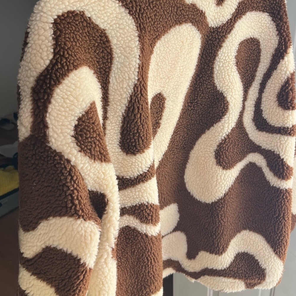 Cider Brown Cream Fleece Sherpa Zip Jacket - Picture 4 of 5